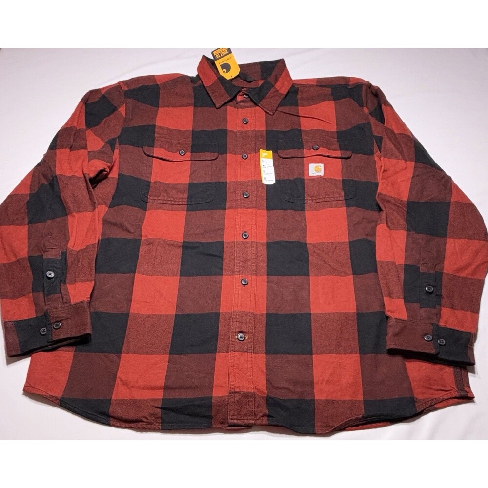 Carhartt Heavyweight Flannel Shirt Red Buffalo Plaid Loose Fit TW4451 New NWT